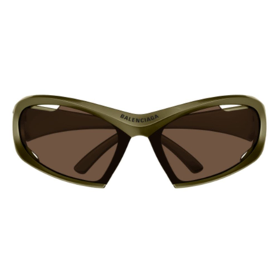 Shop Balenciaga Eyewear Geometric Frame Sunglasses In Green