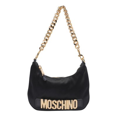 Shop Moschino Logo Embellsihed Chain In Black