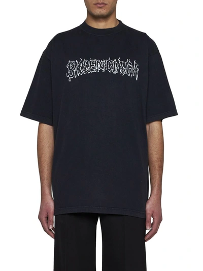 Shop Balenciaga T-shirts And Polos In Faded Black/white