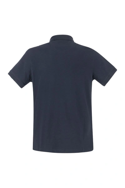 Shop Barbour Tartan Pique Polo Shirt In Navy Blue