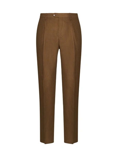 Shop Etro Trousers In Sabbia 4