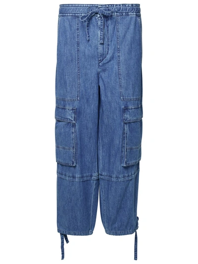 Shop Isabel Marant Étoile 'ivy' Blue Cotton Cargo Pants