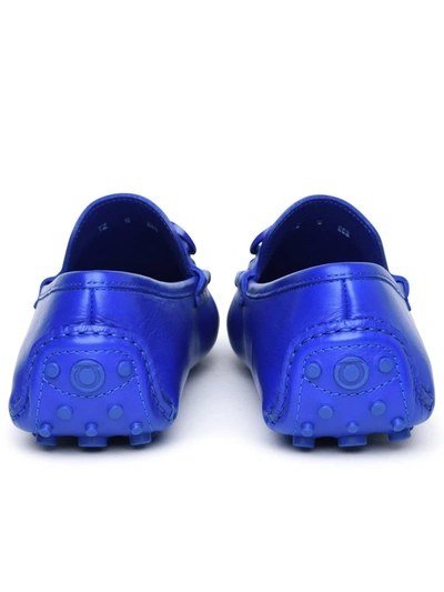 Shop Ferragamo Salvatore  'graceful' Blue Leather Loafers