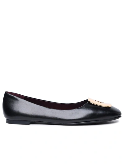 Shop Tory Burch 'georgia' Black Leather Ballet Flats