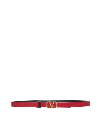 Shop Valentino Garavani Belts In Nero-rouge Pur