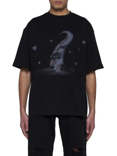 We11 Done Black Teddy Bear Print T-shirt In Black