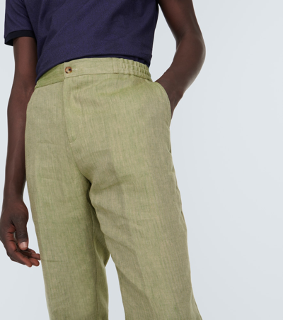 Etro Linen Straight Pants In Pink