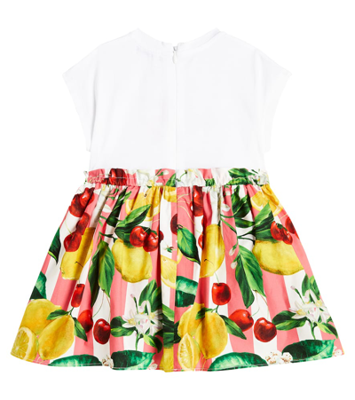 Shop Dolce & Gabbana Baby Cotton Shirt Dress And Bloomers Set In Multicoloured