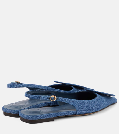 Jacquemus Duelo Slingback Denim Flats In Blue