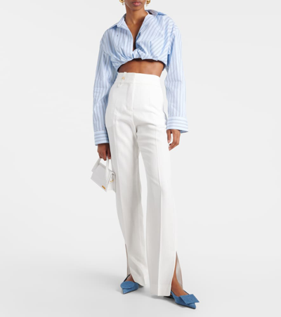 Jacquemus Duelo Slingback Denim Flats In Blue