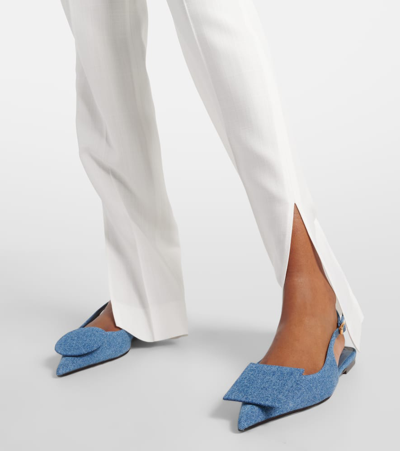 Jacquemus Duelo Slingback Denim Flats In Blue