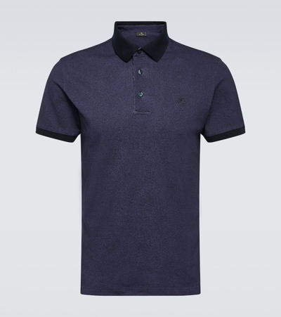 Shop Etro Paisley Printed Cotton Polo Shirt In Blue