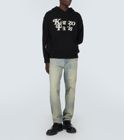 Shop Kenzo X Verdy Logo Cotton Hoodie In Black