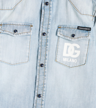 Shop Dolce & Gabbana Dg Denim Shirt In Blue