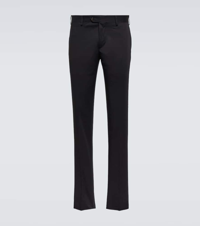 Shop Lardini Cotton Straight Pants In Black