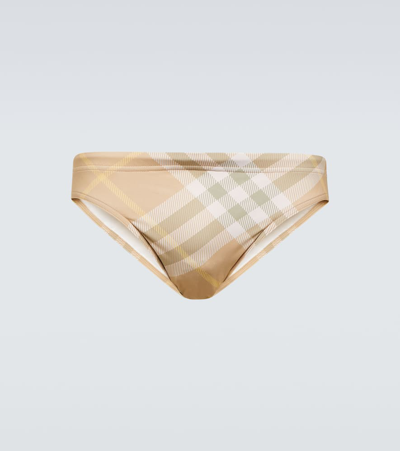 Burberry Vintage-check Swimming Trunks In Beige