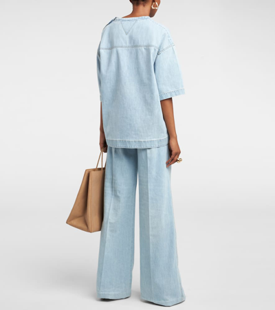 Shop Bottega Veneta Denim Top In Blue