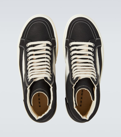 Shop Rick Owens Drkshdw Leather-trimmed High-top Sneakers In White
