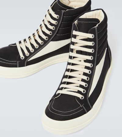 Shop Rick Owens Drkshdw Leather-trimmed High-top Sneakers In White