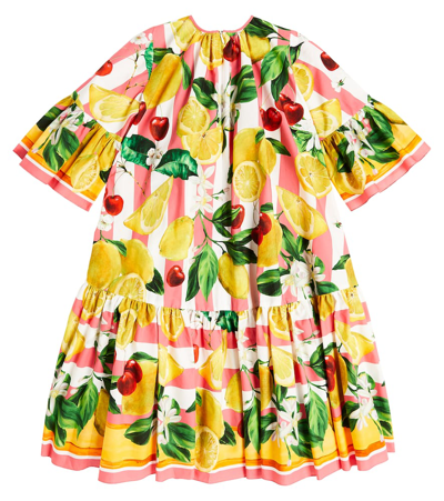 Shop Dolce & Gabbana Printed Cotton Dress In Multicoloured