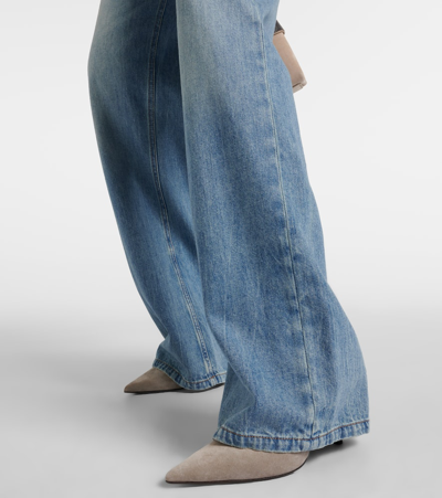 Shop Brunello Cucinelli High-rise Wide-leg Jeans In Blue