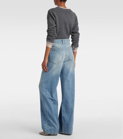 Shop Brunello Cucinelli High-rise Wide-leg Jeans In Blue