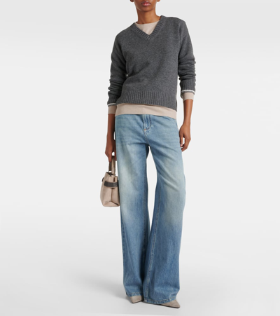 Shop Brunello Cucinelli High-rise Wide-leg Jeans In Blue