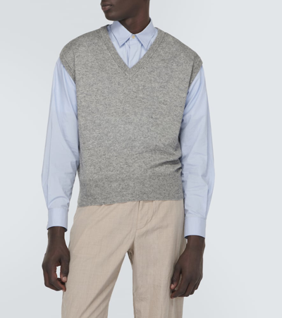 Shop Auralee Cashmere And Silk Sweater Vest In Grey