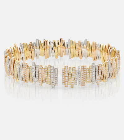 Suzanne Kalan 18kt Yellow, Rose, And White Gold Bracelet With Diamonds In Multicoloured