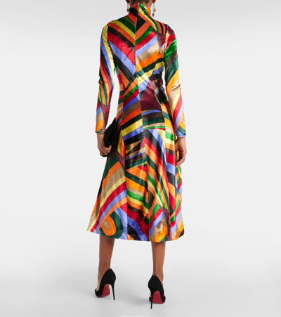Pucci Printed Stretch-velvet Midi Dress In Multicoloured