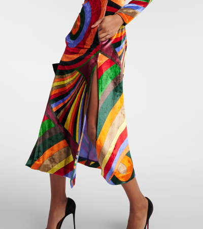 Pucci Printed Stretch-velvet Midi Dress In Multicoloured