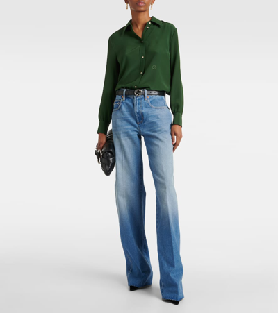 Shop Gucci Horsebit Mid-rise Straight Jeans In Blue