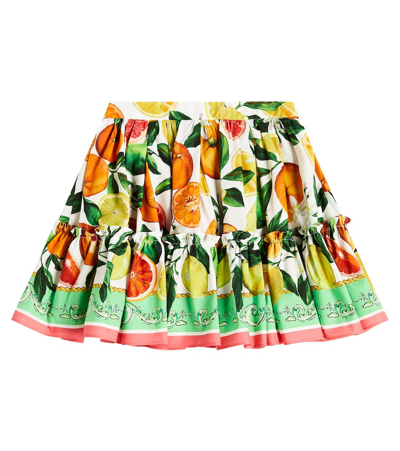 Shop Dolce & Gabbana Printed Cotton Skirt In Multicoloured