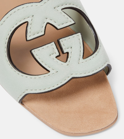 Shop Gucci Interlocking G Cutout Suede Slides In Green