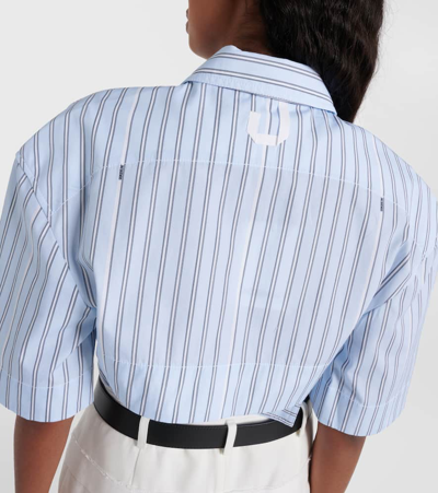 Shop Jacquemus La Chemise Courte Bari Striped Cotton Shirt In Blue