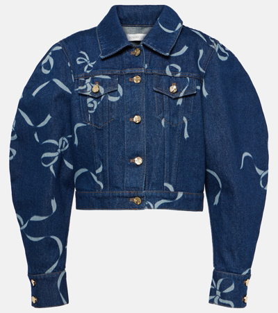Shop Nina Ricci Printed Denim Jacket In Blue