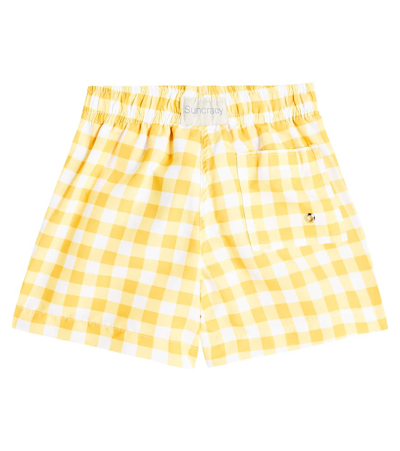 Suncracy Zadar Checked Swim Trunks In Yellow