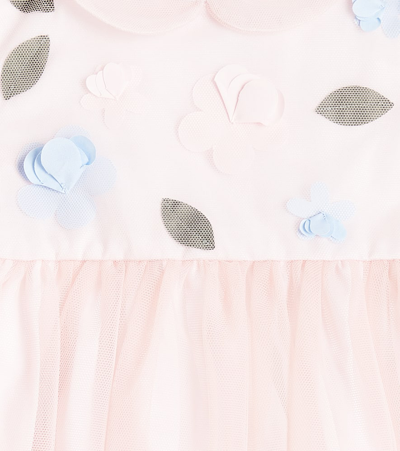 Il Gufo Baby Floral Tulle-trimmed Dress In Pink