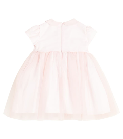 Il Gufo Baby Floral Tulle-trimmed Dress In Pink