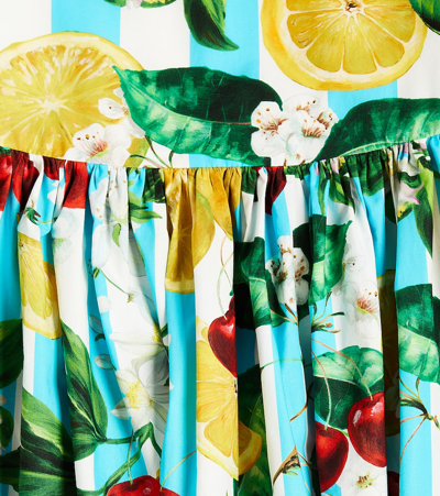 Dolce & Gabbana Striped Poplin Dress With Lemon And Cherry Print In Multicoloured