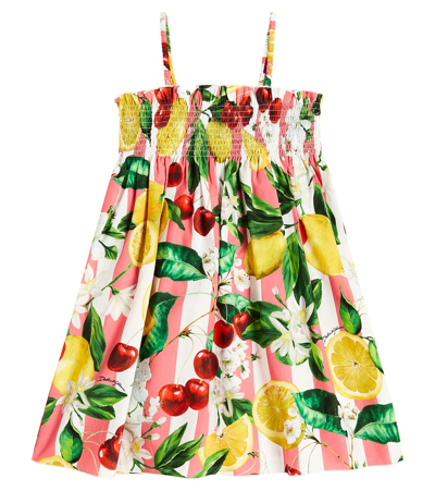 Shop Dolce & Gabbana Printed Cotton Dress In Multicoloured