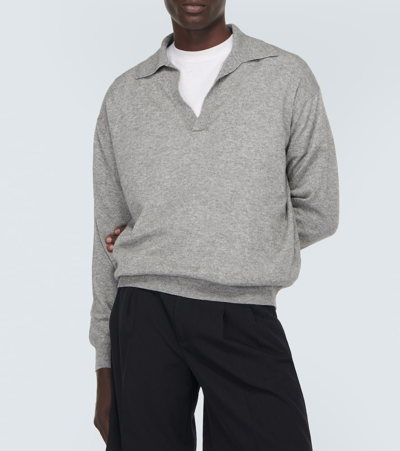 Shop Auralee Cashmere And Silk Polo Shirt In Grey