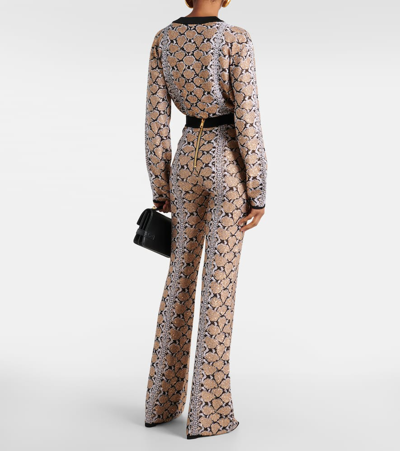 Balmain Glittered Python Knit Bootcut Pants In Multicoloured