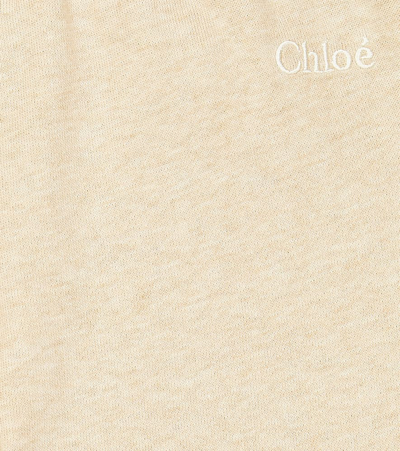 Shop Chloé Kids Cotton Fleece Sweatpants In Beige