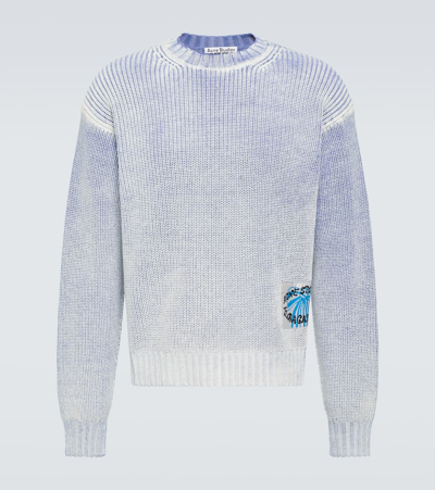 Shop Acne Studios Appliqué Cotton-blend Sweater In Blue