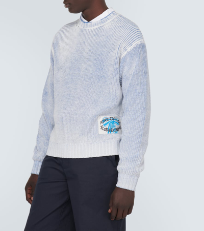 Shop Acne Studios Appliqué Cotton-blend Sweater In Blue