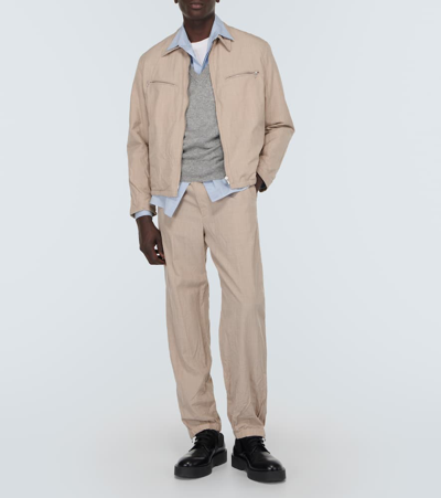 Auralee Neutral High Count Wool Shirt Jacket In Beige