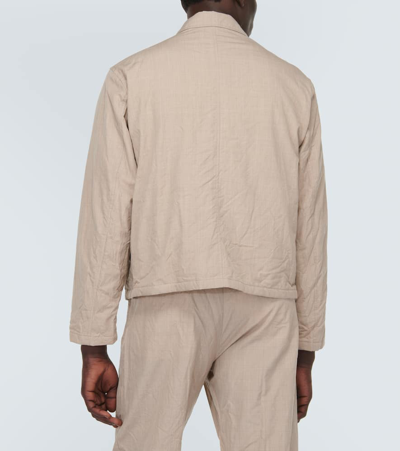 Auralee Neutral High Count Wool Shirt Jacket In Beige