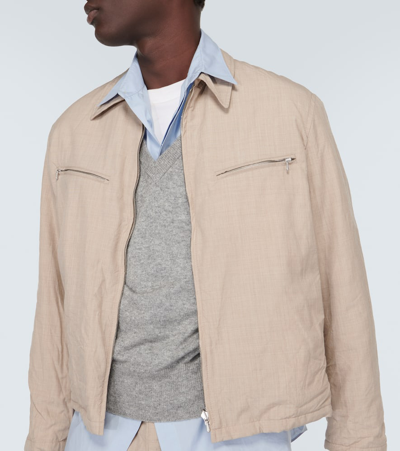 Auralee Neutral High Count Wool Shirt Jacket In Beige