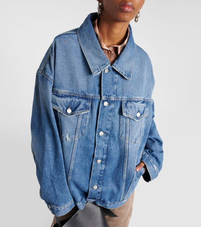 Acne Studios Blue Relaxed Fit Denim Jacket In Blue